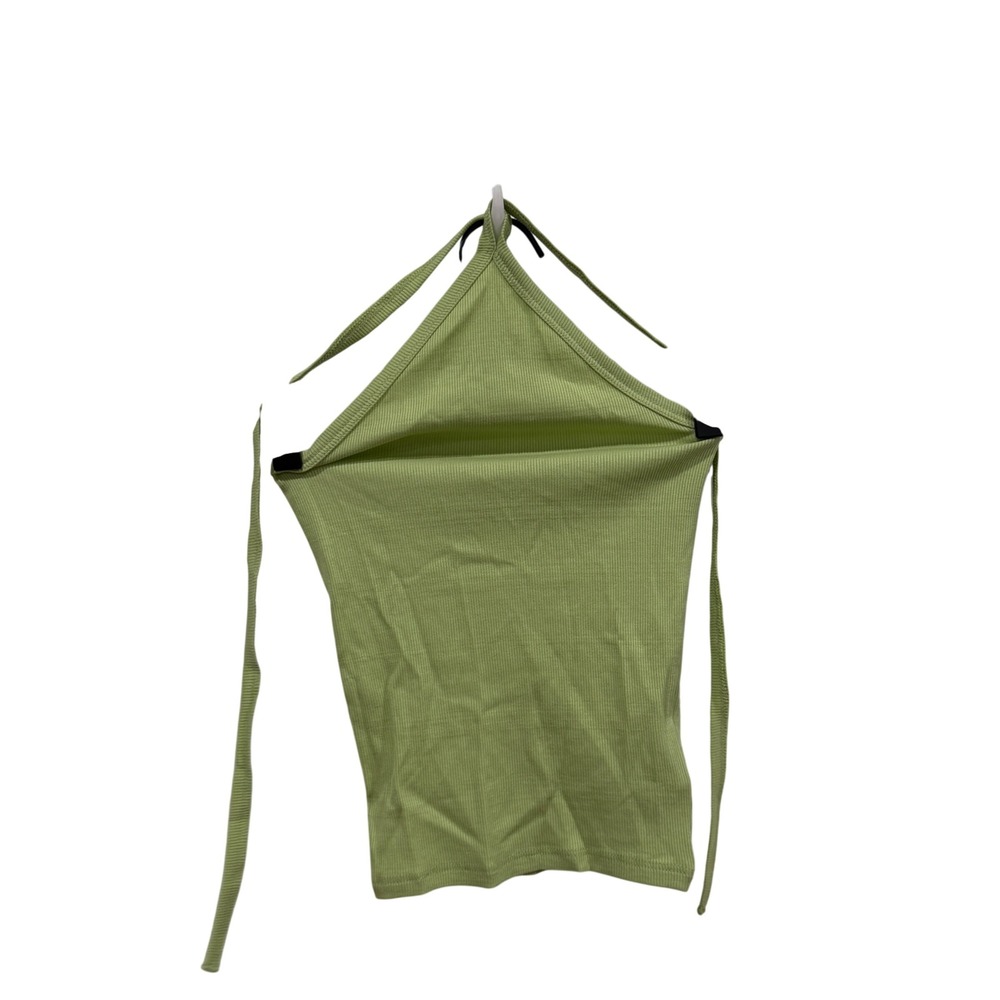 Madewell Ribbed Halter Top Lime Green Supima Cotton XXS NK640
